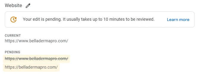 Changing the Google Business Profile's website URL for Consistent Citation