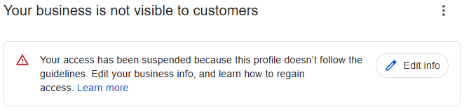 GBP Business Not Visible to Customers Access Suspended