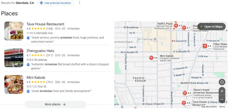 Google Search Results Maps 3-Pack Armenian Food
